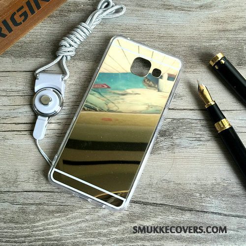 Etui Samsung Galaxy A3 2016 Silikone Hængende Ornamenter Spejl, Cover Samsung Galaxy A3 2016 Support Anti-fald Lyserød