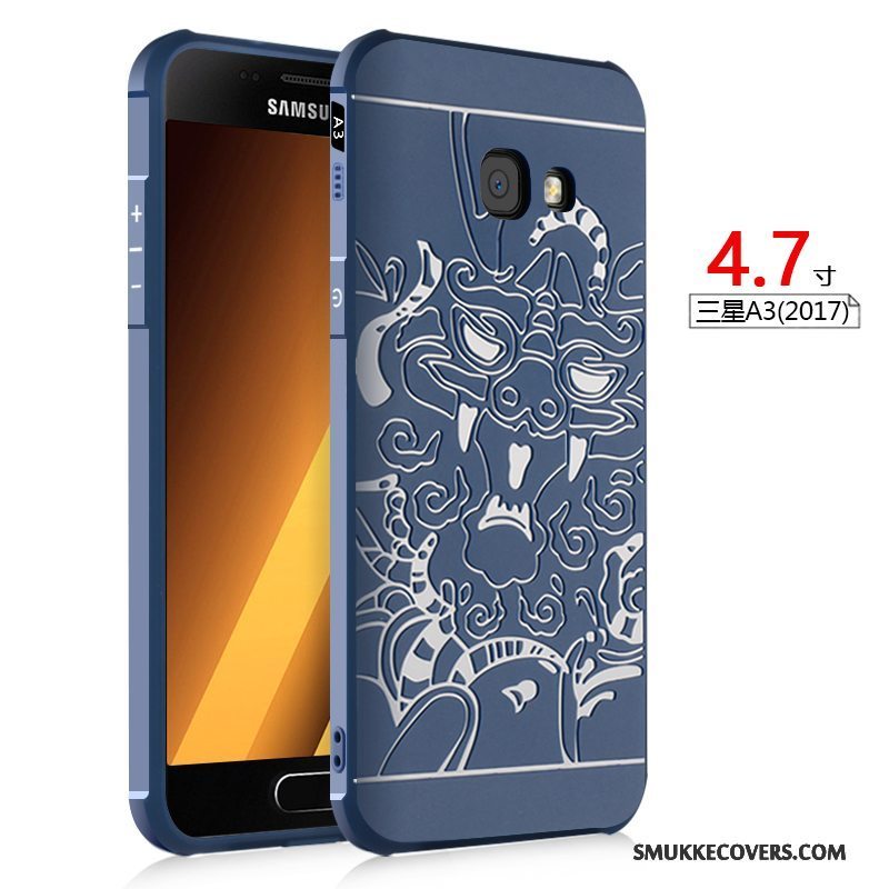 Etui Samsung Galaxy A3 2017 Blød Sort Anti-fald, Cover Samsung Galaxy A3 2017 Relief Lyse Telefon