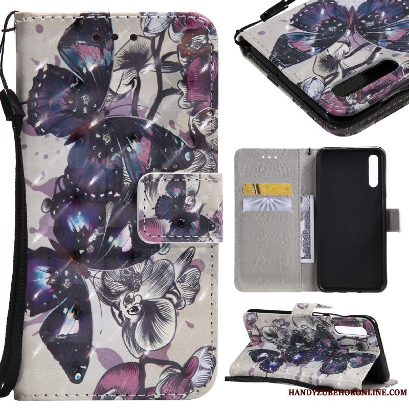 Etui Samsung Galaxy A30s Malet Telefonkort, Cover Samsung Galaxy A30s Læder Hvid