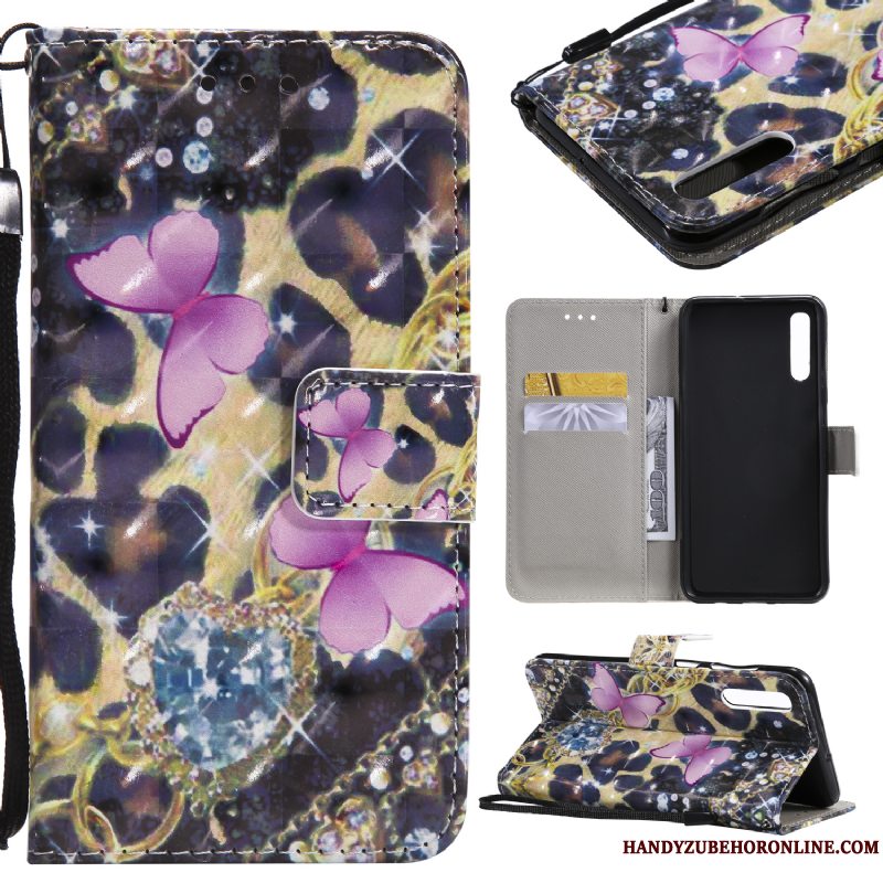 Etui Samsung Galaxy A30s Malet Telefonkort, Cover Samsung Galaxy A30s Læder Hvid