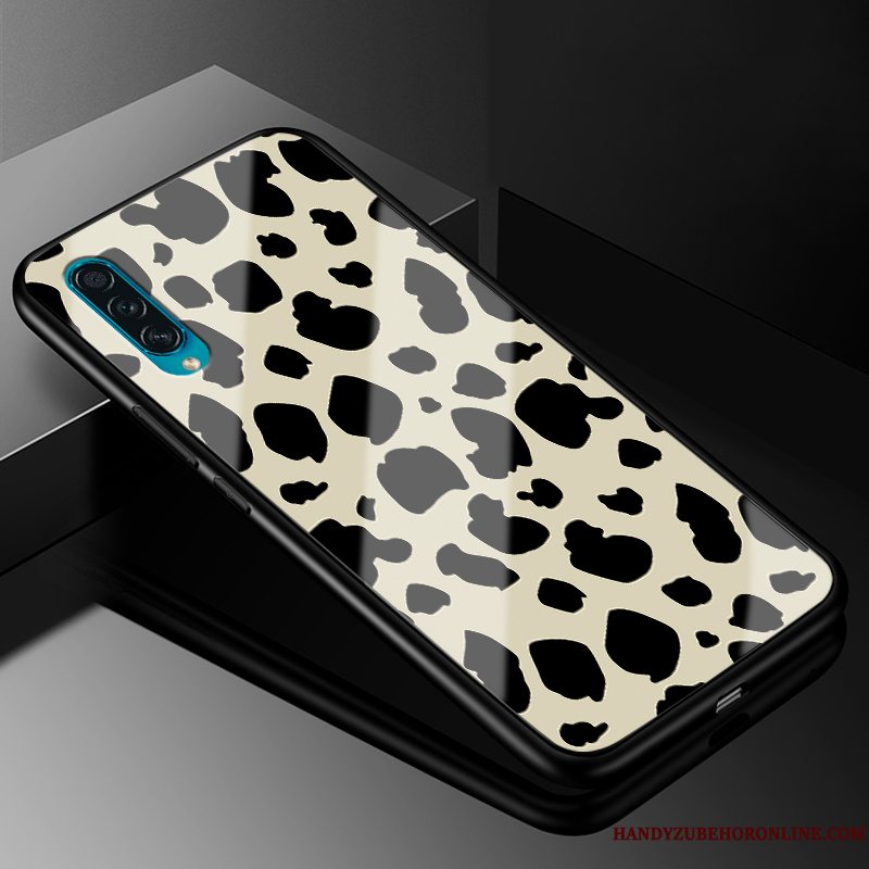 Etui Samsung Galaxy A30s Silikone Glas Telefon, Cover Samsung Galaxy A30s Cartoon Leopard Net Red