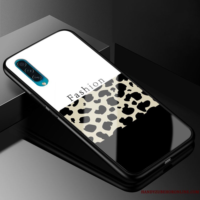 Etui Samsung Galaxy A30s Silikone Glas Telefon, Cover Samsung Galaxy A30s Cartoon Leopard Net Red