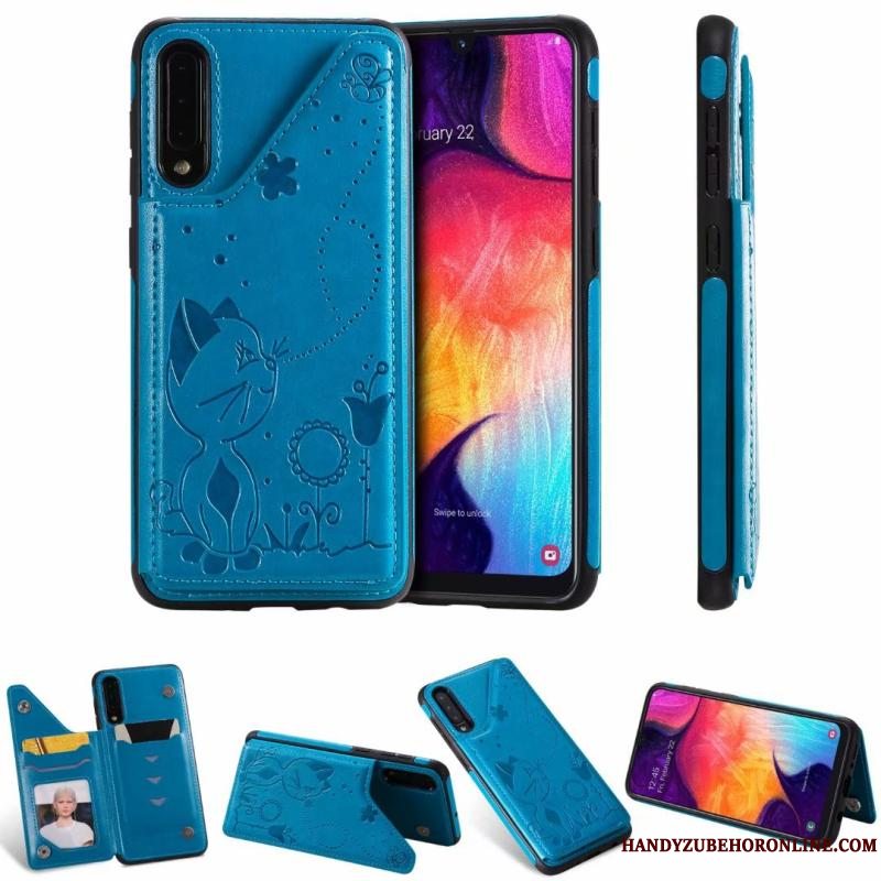 Etui Samsung Galaxy A30s Tasker Anti-fald Telefon, Cover Samsung Galaxy A30s Læder Grå Kat