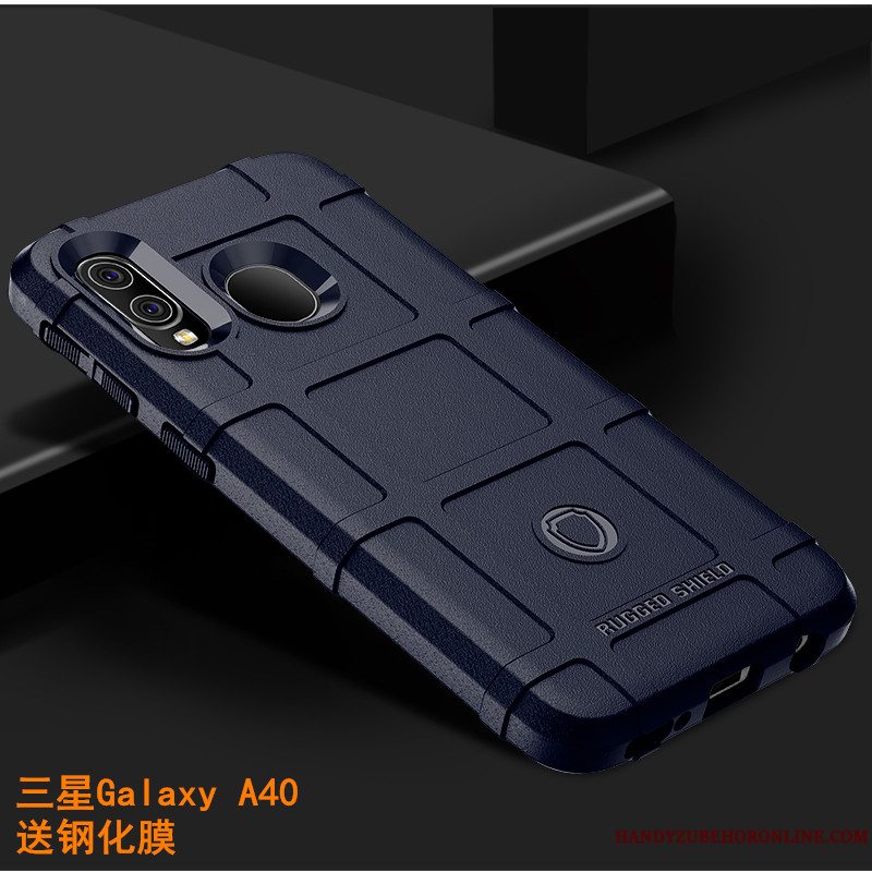 Etui Samsung Galaxy A40 Luksus Grøn Skridsikre, Cover Samsung Galaxy A40 Blød Mønster Nubuck