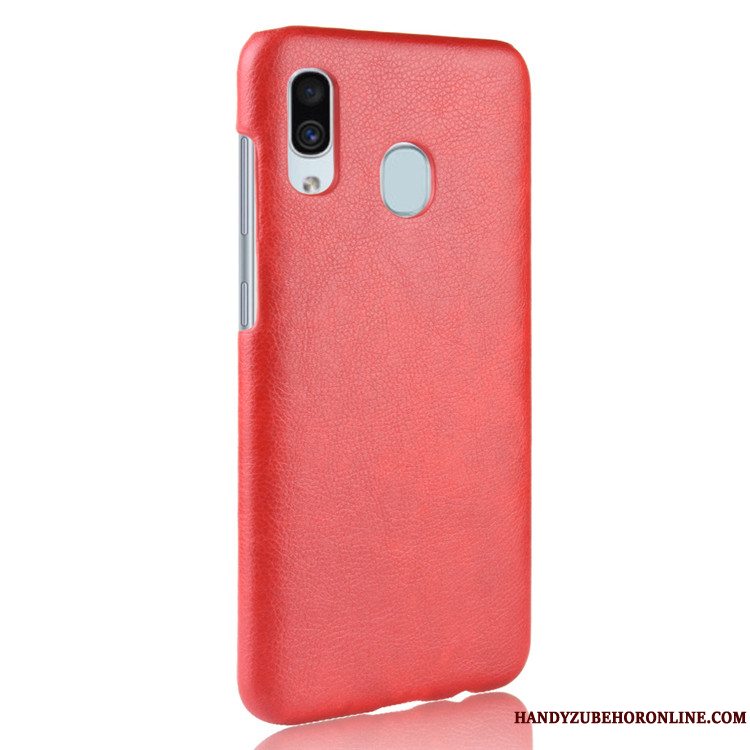 Etui Samsung Galaxy A40 Læder Telefonrød, Cover Samsung Galaxy A40 Vintage Litchi Mønster