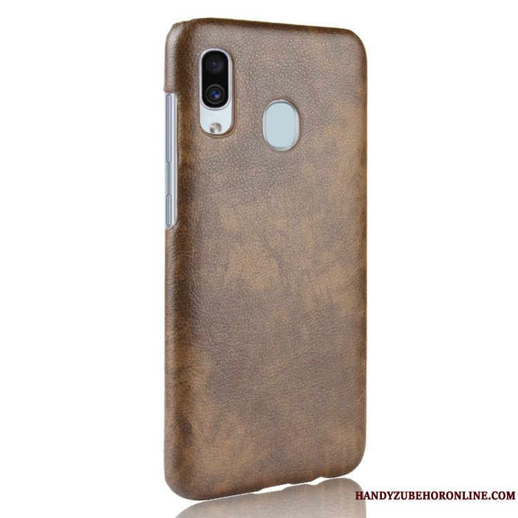 Etui Samsung Galaxy A40 Læder Telefonrød, Cover Samsung Galaxy A40 Vintage Litchi Mønster