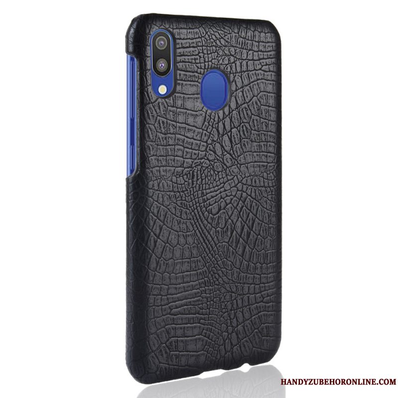 Etui Samsung Galaxy A40 Tasker Kvalitet Krokodille Mønster, Cover Samsung Galaxy A40 Beskyttelse Blå Hård