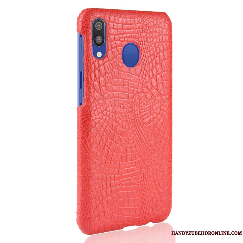 Etui Samsung Galaxy A40 Tasker Kvalitet Krokodille Mønster, Cover Samsung Galaxy A40 Beskyttelse Blå Hård