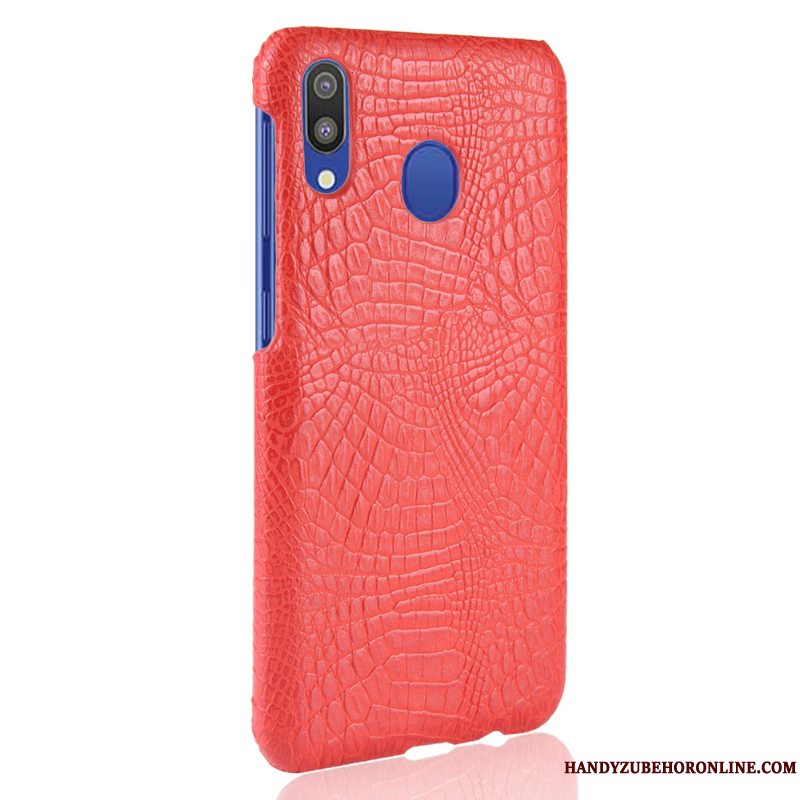 Etui Samsung Galaxy A40 Tasker Kvalitet Krokodille Mønster, Cover Samsung Galaxy A40 Beskyttelse Blå Hård