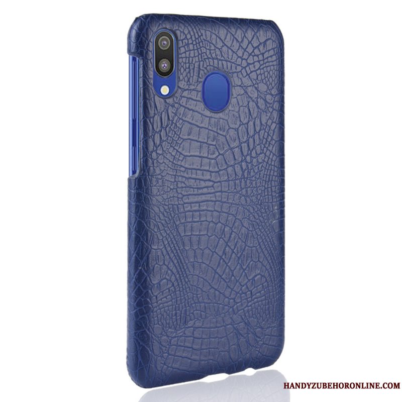 Etui Samsung Galaxy A40 Tasker Kvalitet Krokodille Mønster, Cover Samsung Galaxy A40 Beskyttelse Blå Hård