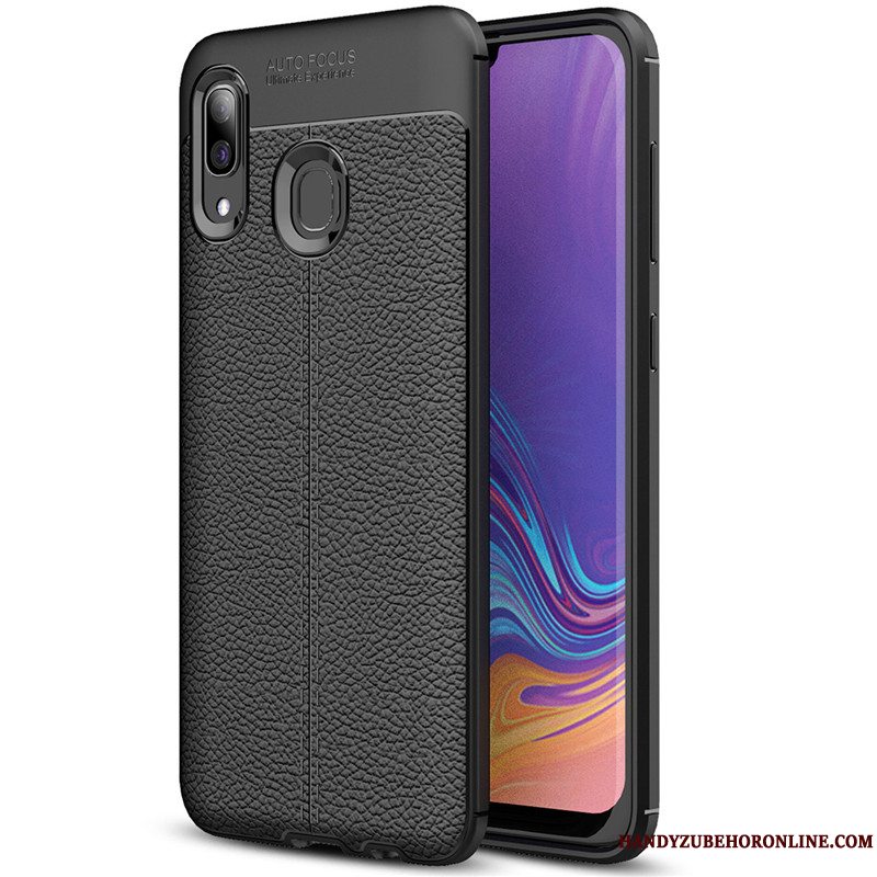 Etui Samsung Galaxy A40 Tasker Simple Litchi, Cover Samsung Galaxy A40 Blød Rød Mønster