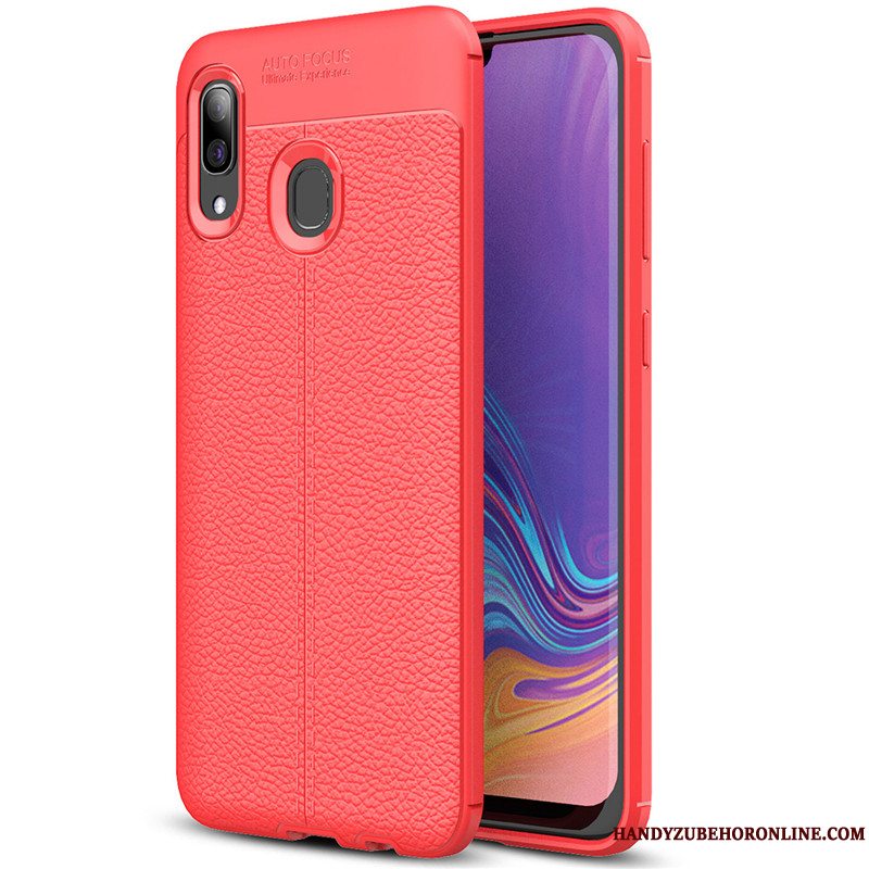 Etui Samsung Galaxy A40 Tasker Simple Litchi, Cover Samsung Galaxy A40 Blød Rød Mønster