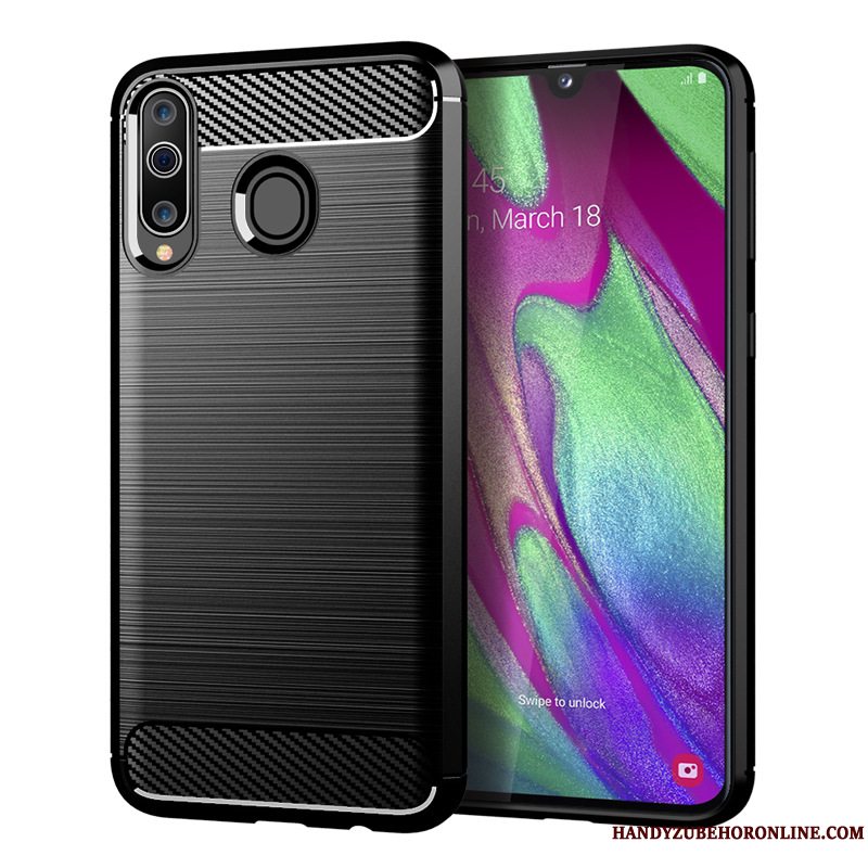 Etui Samsung Galaxy A40s Beskyttelse Mønster Sort, Cover Samsung Galaxy A40s Blød Fiber Telefon