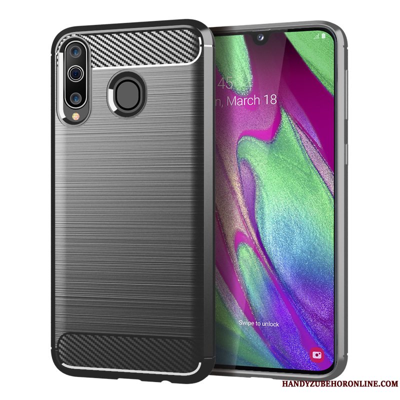 Etui Samsung Galaxy A40s Beskyttelse Mønster Sort, Cover Samsung Galaxy A40s Blød Fiber Telefon