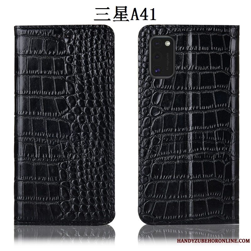 Etui Samsung Galaxy A41 Folio Anti-fald Telefon, Cover Samsung Galaxy A41 Læder Blå