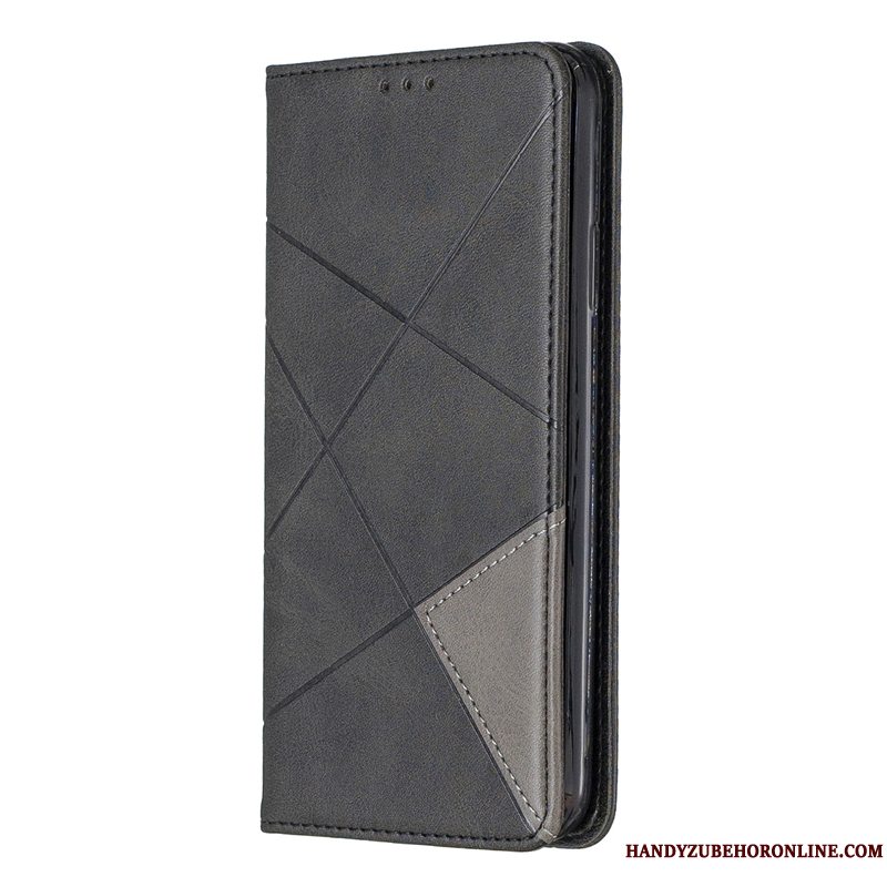 Etui Samsung Galaxy A41 Folio Rombe Telefon, Cover Samsung Galaxy A41 Læder Grå Kort