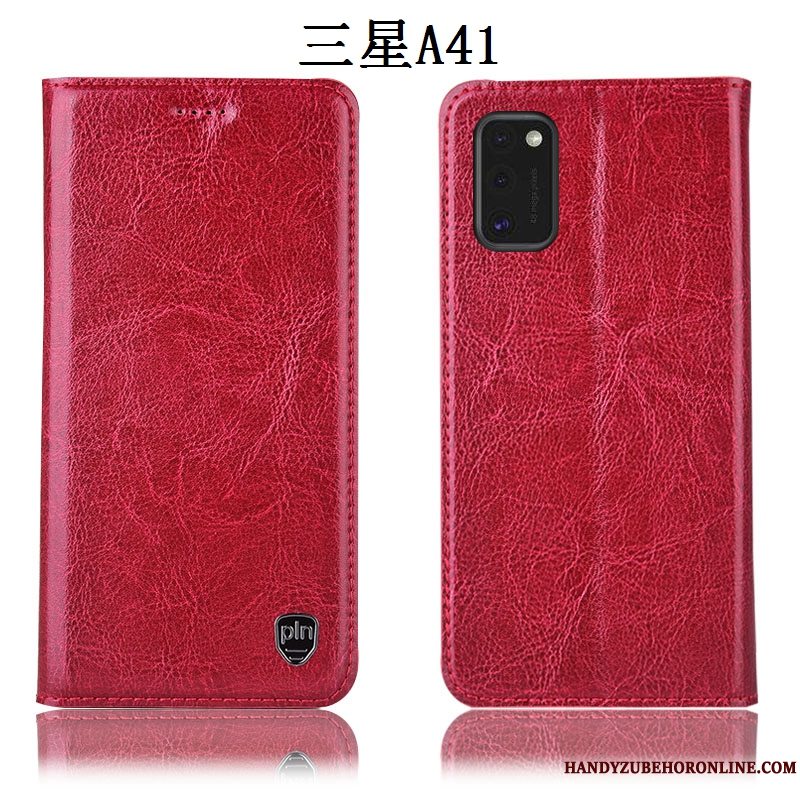 Etui Samsung Galaxy A41 Folio Telefonmønster, Cover Samsung Galaxy A41 Tasker Anti-fald Rød