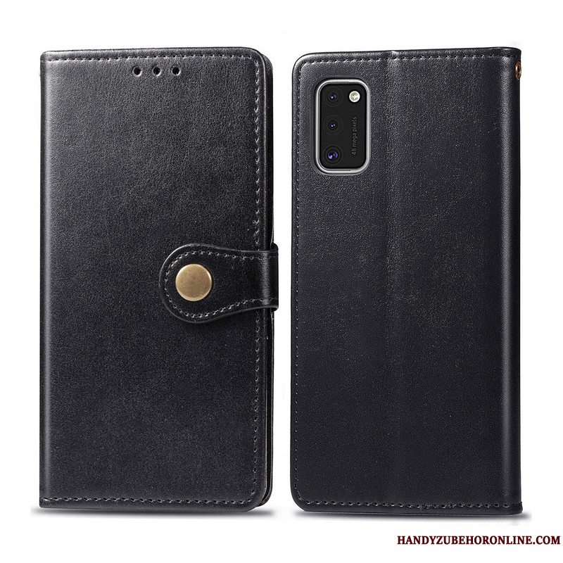 Etui Samsung Galaxy A41 Læder Solid Farve Business, Cover Samsung Galaxy A41 Beskyttelse Hængende Ornamenter Simple