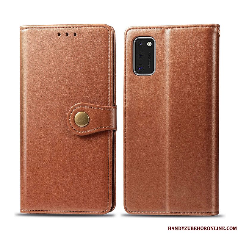 Etui Samsung Galaxy A41 Læder Solid Farve Business, Cover Samsung Galaxy A41 Beskyttelse Hængende Ornamenter Simple