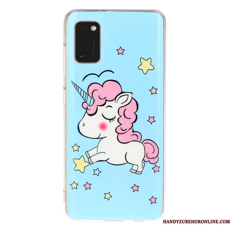 Etui Samsung Galaxy A41 Tasker Telefonanti-fald, Cover Samsung Galaxy A41 Cartoon Lyser Sort