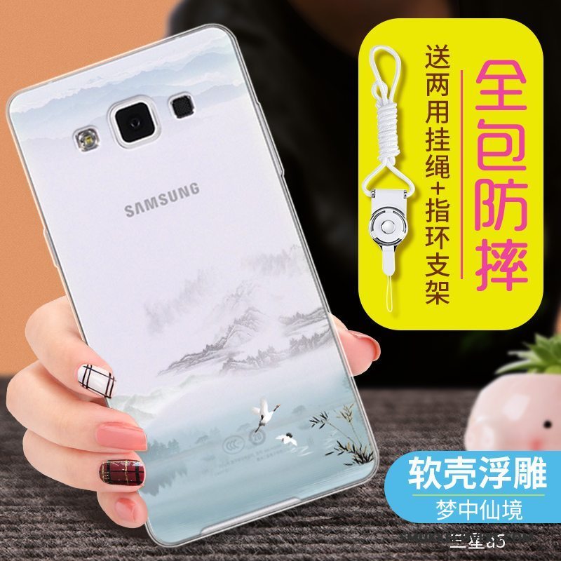 Etui Samsung Galaxy A5 2015 Blød Anti-fald Telefon, Cover Samsung Galaxy A5 2015 Silikone Gennemsigtig Lyseblå