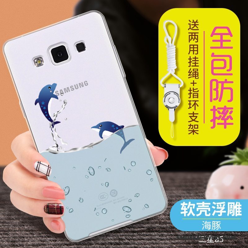 Etui Samsung Galaxy A5 2015 Blød Anti-fald Telefon, Cover Samsung Galaxy A5 2015 Silikone Gennemsigtig Lyseblå