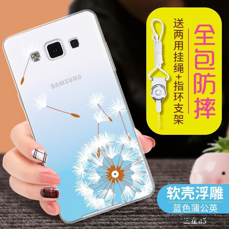 Etui Samsung Galaxy A5 2015 Blød Anti-fald Telefon, Cover Samsung Galaxy A5 2015 Silikone Gennemsigtig Lyseblå