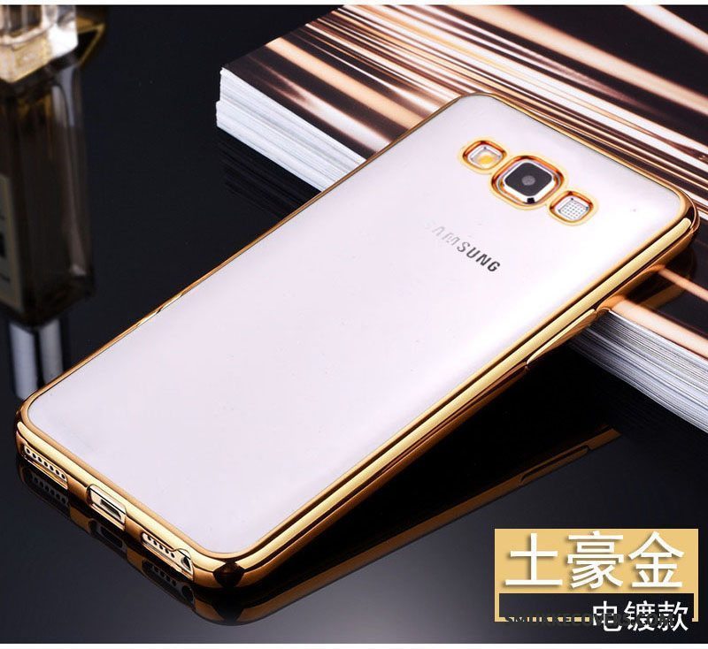 Etui Samsung Galaxy A5 2015 Silikone Trend Guld, Cover Samsung Galaxy A5 2015 Tasker Gennemsigtig Anti-fald