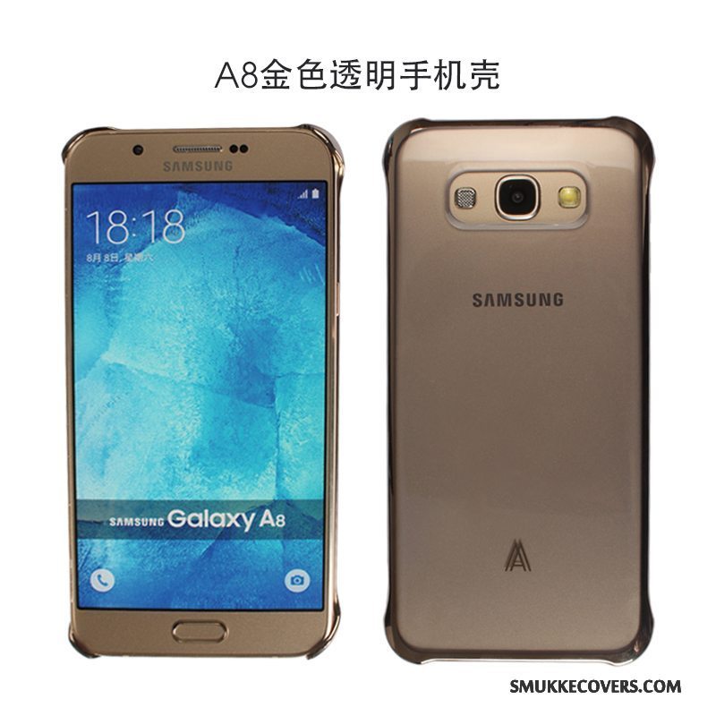 Etui Samsung Galaxy A5 2016 Læder Autentiske Gennemsigtig, Cover Samsung Galaxy A5 2016 Beskyttelse Bagdæksel Guld
