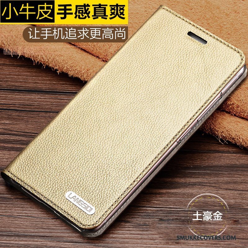 Etui Samsung Galaxy A5 2016 Læder Cow Lille Sektion, Cover Samsung Galaxy A5 2016 Beskyttelse Guld Anti-fald