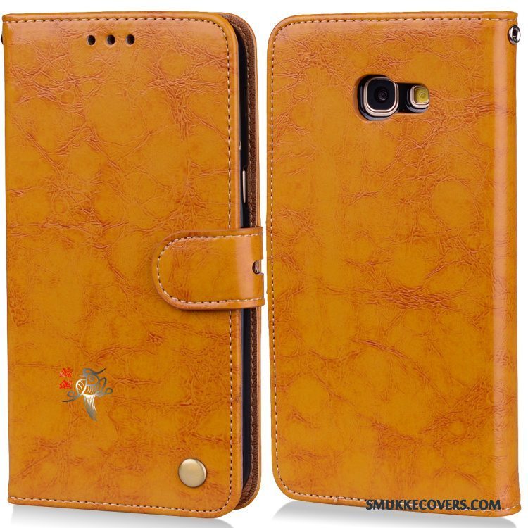 Etui Samsung Galaxy A5 2017 Folio Anti-fald Blå, Cover Samsung Galaxy A5 2017 Blød Orange Telefon