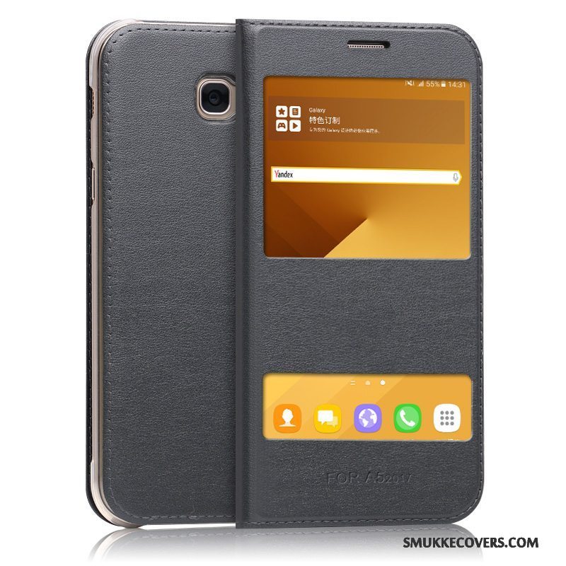 Etui Samsung Galaxy A5 2017 Folio Telefonlyserød, Cover Samsung Galaxy A5 2017 Læder Anti-fald