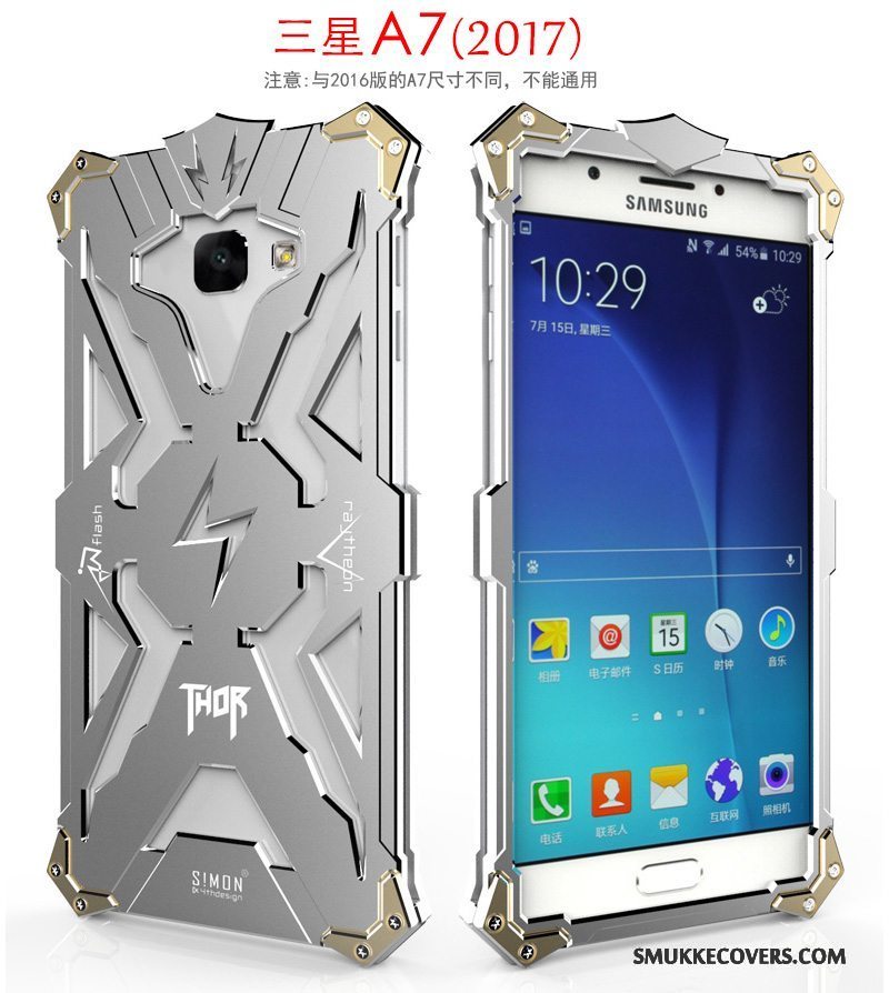 Etui Samsung Galaxy A5 2017 Metal Sort Telefon, Cover Samsung Galaxy A5 2017 Beskyttelse Anti-fald Ramme