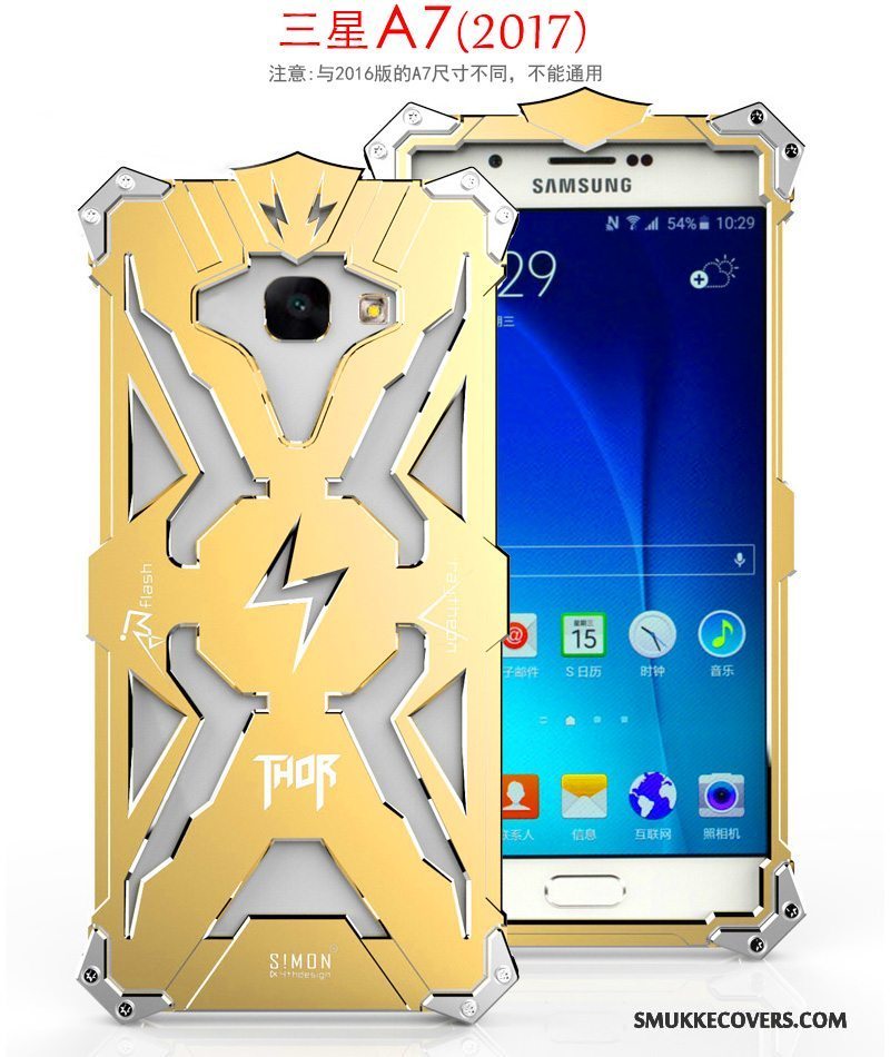 Etui Samsung Galaxy A5 2017 Metal Sort Telefon, Cover Samsung Galaxy A5 2017 Beskyttelse Anti-fald Ramme