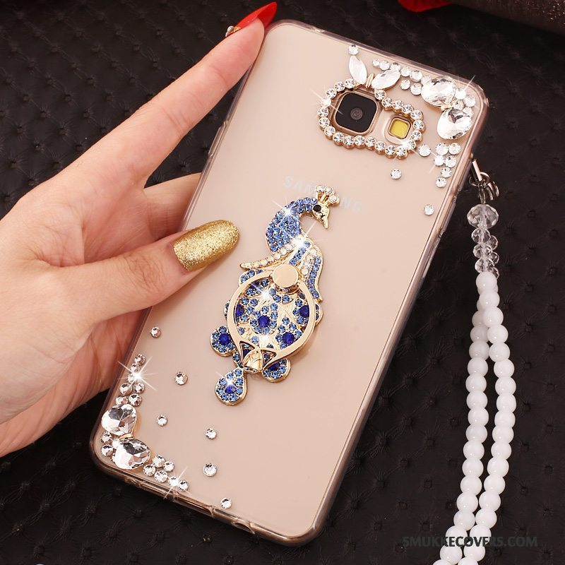 Etui Samsung Galaxy A5 2017 Strass Guld Hængende Ornamenter, Cover Samsung Galaxy A5 2017 Silikone Telefongennemsigtig