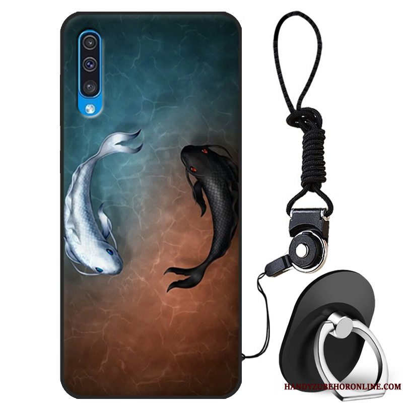 Etui Samsung Galaxy A50 Beskyttelse Anti-fald Mørkeblå, Cover Samsung Galaxy A50 Silikone Af Personlighed Trendy