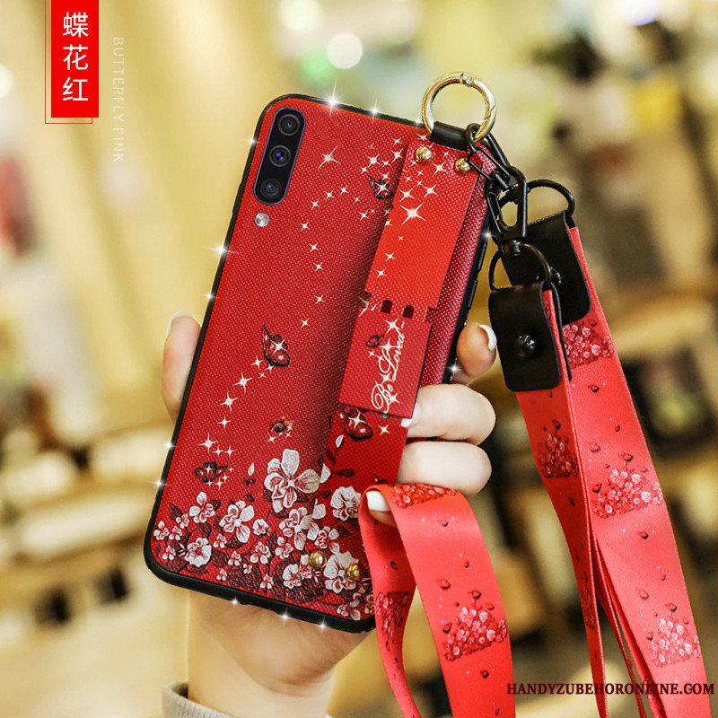 Etui Samsung Galaxy A50 Beskyttelse Korte Hængende Ornamenter, Cover Samsung Galaxy A50 Telefonblomster