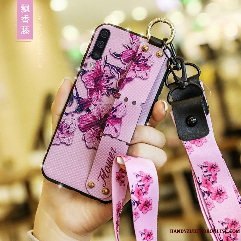 Etui Samsung Galaxy A50 Beskyttelse Korte Hængende Ornamenter, Cover Samsung Galaxy A50 Telefonblomster