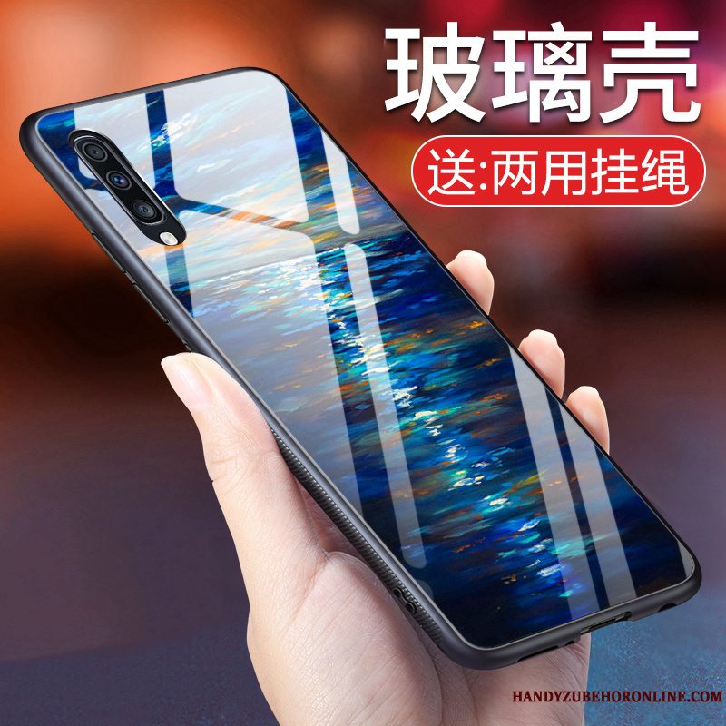 Etui Samsung Galaxy A50 Beskyttelse Telefonanti-fald, Cover Samsung Galaxy A50 Blød Blå Glas