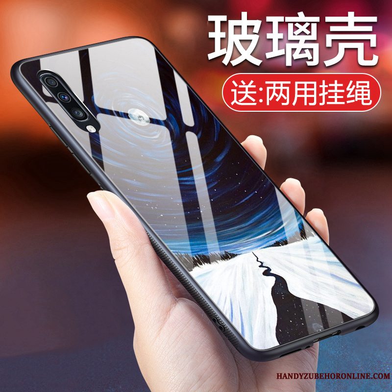 Etui Samsung Galaxy A50 Beskyttelse Telefonanti-fald, Cover Samsung Galaxy A50 Blød Blå Glas