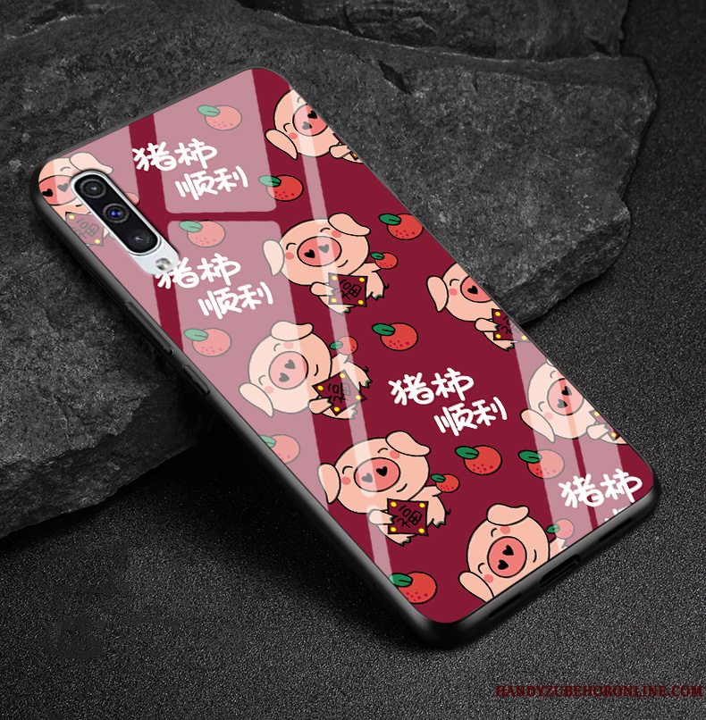 Etui Samsung Galaxy A50 Cartoon Glas Rød, Cover Samsung Galaxy A50 Tasker Anti-fald Telefon