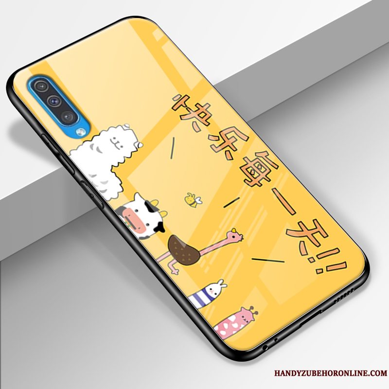 Etui Samsung Galaxy A50 Cartoon Gul Smuk, Cover Samsung Galaxy A50 Beskyttelse Glas Anti-fald