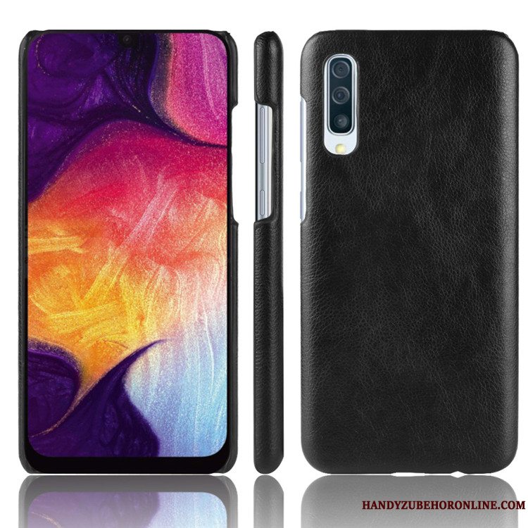 Etui Samsung Galaxy A50 Læder Grå Litchi, Cover Samsung Galaxy A50 Beskyttelse Kvalitet Telefon