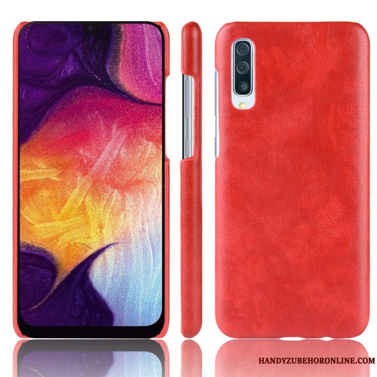 Etui Samsung Galaxy A50 Læder Grå Litchi, Cover Samsung Galaxy A50 Beskyttelse Kvalitet Telefon