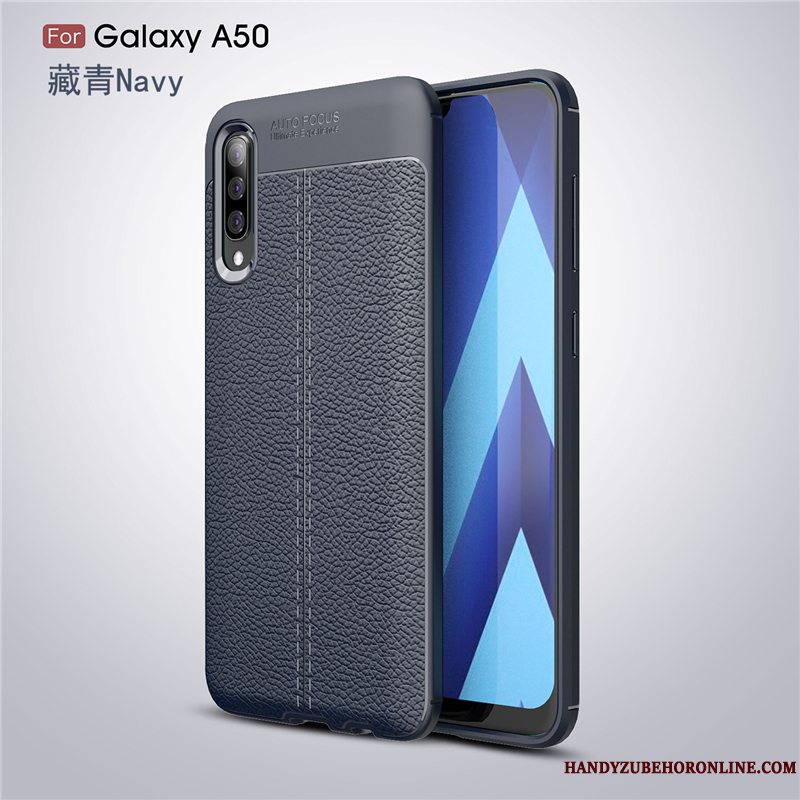 Etui Samsung Galaxy A50 Læder Sort Business, Cover Samsung Galaxy A50 Blød Telefonaf Personlighed