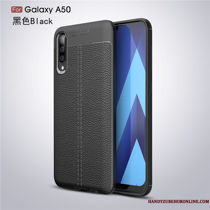 Etui Samsung Galaxy A50 Læder Sort Business, Cover Samsung Galaxy A50 Blød Telefonaf Personlighed