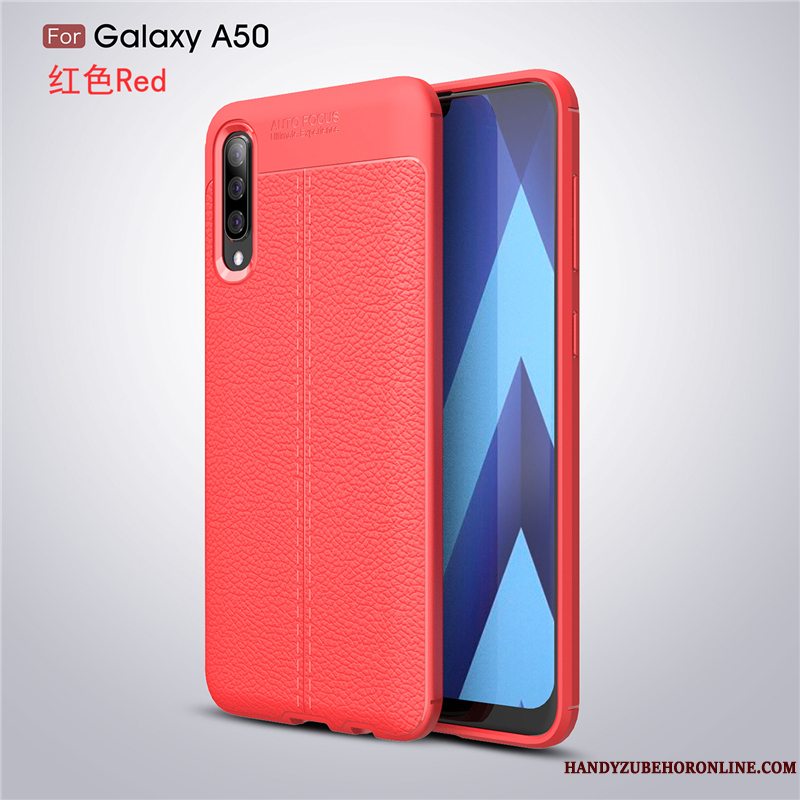 Etui Samsung Galaxy A50 Læder Sort Business, Cover Samsung Galaxy A50 Blød Telefonaf Personlighed