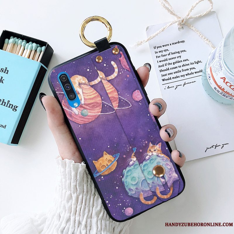 Etui Samsung Galaxy A50 Silikone Anti-fald Lilla, Cover Samsung Galaxy A50 Blød Telefonlille Sektion