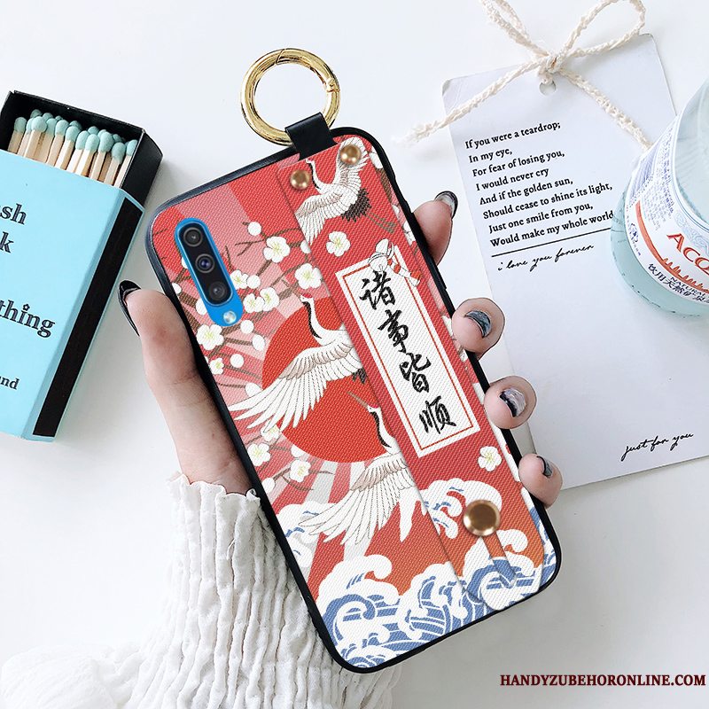 Etui Samsung Galaxy A50 Silikone Kinesisk Stil Anti-fald, Cover Samsung Galaxy A50 Blød Telefonrød