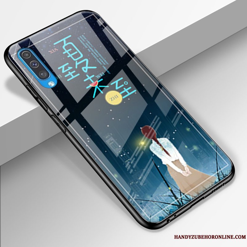 Etui Samsung Galaxy A50 Silikone Telefonglas, Cover Samsung Galaxy A50 Tasker Blå Trendy